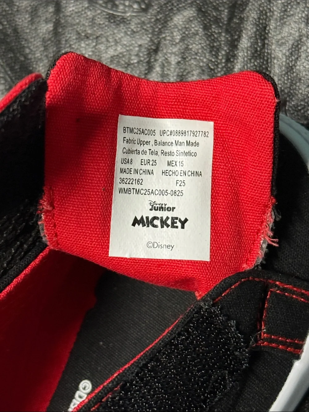 Disney Kids' Mickey Mouse Black and Red Velcro Sneakers
